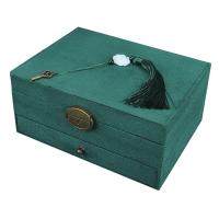 Multifunctional Jewelry Box Suede Rectangle Double Layer & for woman Sold By PC