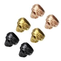 Edelstahl-Perlen mit großem Loch, Edelstahl, Schädel, plattiert, unisex, keine, 12x15mm, verkauft von PC
