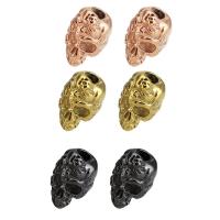 Χάντρες κοσμήματα Brass, Από ανοξείδωτο χάλυβα, Κρανίο, επιχρυσωμένο, περισσότερα χρώματα για την επιλογή, 10x15x11mm, Τρύπα:Περίπου 4mm, Sold Με PC