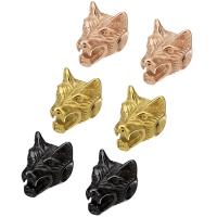 Brass Jewelry Beads, Stainless Steel, Wolf, plated, more colors for choice, 11x12x14mm, Hole:Approx 2mm, Sold By PC