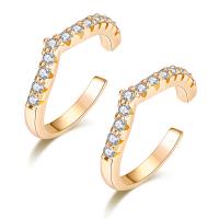 Cubic Zirconia Micro Pave Brass Earring, micro pave cubic zirconia & for woman, more colors for choice, 14x3mm, Sold By PC