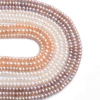Knap ferskvandskulturperle Beads, Ferskvandsperle, Flad Rund, du kan DIY, flere farver til valg, 5-6mm, Solgt Per 38 cm Strand