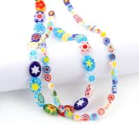 Millefiori Slice Lampwork Beads, Millefiori Lampwork, printing, DIY, mixed colors, Sold Per 38 cm Strand