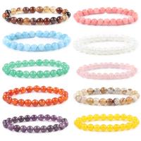Gemstone Bracelets, Natural Stone, Unisex, more colors for choice, 8mm, Length:19 cm, Sold By PC