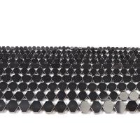 Magnetische Hämatit Perlen, Sechseck, poliert, DIY, schwarz, verkauft per 38 cm Strang