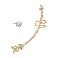 Asymmetric Earrings Brass micro pave cubic zirconia & for woman golden Sold By PC
