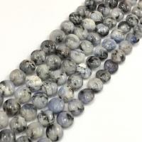 Blue Speckle Stone Beads Flat Round polished DIY Sold By PC