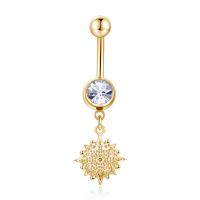 Brass Belly Ring  , with Stainless Steel, micro pave cubic zirconia & for woman, more colors for choice, 40x12mm, Sold By PC