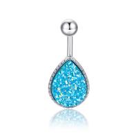Brass Belly Ring  , with Stainless Steel, micro pave cubic zirconia & for woman, more colors for choice, 28x12mm, Sold By PC