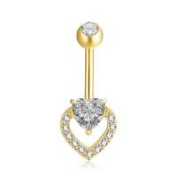 Brass Belly Ring  , with Stainless Steel, micro pave cubic zirconia & for woman, more colors for choice, 25x10mm, Sold By PC