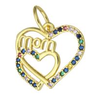 Cubic Zirconia Micro Pave Brass Pendant, fashion jewelry & DIY & micro pave cubic zirconia & for woman, multi-colored, 20x18x2mm, 10PCs/Lot, Sold By Lot