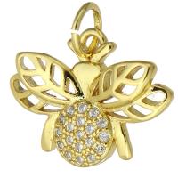 Cubic Zirconia Micro Pave Brass Pendant, fashion jewelry & micro pave cubic zirconia & for woman, golden, 16.50x12.50x2.50mm, Hole:Approx 3mm, 10PCs/Lot, Sold By Lot