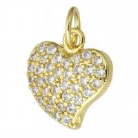 Cubic Zirconia Micro Pave Brass Pendant, fashion jewelry & DIY & micro pave cubic zirconia & for woman, golden, 10.50x11x2.50mm, Hole:Approx 3mm, 10PCs/Lot, Sold By Lot
