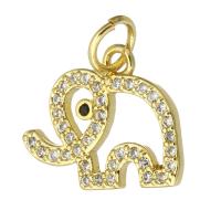Cubic Zirconia Micro Pave Brass Pendant, Elephant, fashion jewelry & DIY & micro pave cubic zirconia & for woman, golden, 14x11.50x2mm, Hole:Approx 3mm, 10PCs/Lot, Sold By Lot