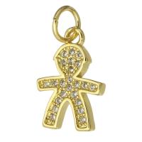 Cubic Zirconia Micro Pave Brass Pendant, fashion jewelry & DIY & micro pave cubic zirconia & for woman, golden, 10x14x2mm, Hole:Approx 3mm, 10PCs/Lot, Sold By Lot