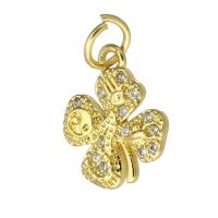 Cubic Zirconia Micro Pave Brass Pendant, fashion jewelry & DIY & micro pave cubic zirconia & for woman, golden, 10x11x2mm, Hole:Approx 3mm, 10PCs/Lot, Sold By Lot
