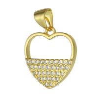 Cubique Pendentif en laiton zircon pavent, coeur, bijoux de mode & DIY & pavé de micro zircon & pour femme, doré, 15x16x2mm, Trou:Environ 3mm, 10PC/lot, Vendu par lot