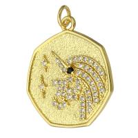 Cubic Zirconia Micro Pave Brass Pendant, fashion jewelry & DIY & micro pave cubic zirconia & for woman, golden, 21.50x24.50x3mm, Hole:Approx 3mm, 10PCs/Lot, Sold By Lot