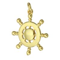Mässing Smycken Hängen, Ship Wheel, mode smycken & DIY & för kvinna, gyllene, 19x22x3mm, Hål:Ca 2mm, 10PC/Lot, Säljs av Lot