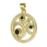 Cubic Zirconia Micro Pave Brass Pendant Round fashion jewelry & DIY & micro pave cubic zirconia & for woman golden Approx 3mm Sold By Lot