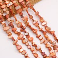Perles de coquille colore naturelle, chips, DIY, orange,  8x15-10x20mm, Vendu par 80 cm brin