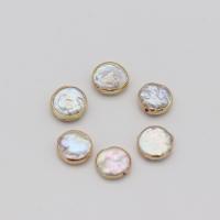 Natural Freshwater Pearl Loose Beads, with Brass, gold color plated, DIY, 12x15-13x18mm, Sold By PC