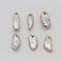 Pendentifs perles d'eau douce, perle d'eau douce cultivée, avec laiton, Placage de couleur d'or, DIY, 7x23-11x28mm, Vendu par PC