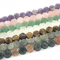 Perles bijoux en pierres gemmes, Pierre naturelle, fleur, poli, DIY & double face, plus de couleurs à choisir, 14mm, Vendu par Environ 8 pouce brin