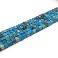 Jaspis impresyjny Koralik, Kwadrat, obyty, DIY, dostępnych więcej kolorów, 4mm, sprzedawane na około 15 cal Strand