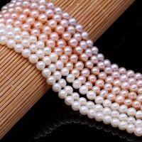 Runde ferskvandskulturperle Beads, Ferskvandsperle, du kan DIY, flere farver til valg, 6-7mm, Solgt Per Ca. 15 inch Strand