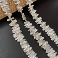 Biwa ferskvandskulturperle Beads, Ferskvandsperle, Keishi, du kan DIY, hvid, 5x20-6x22mm, Solgt Per Ca. 15 inch Strand