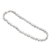 Natural Freshwater Pearl Necklace, irregular, DIY, white, 8-9mm, Sold Per 45 cm Strand