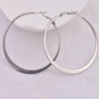 Stainless Steel Hoop Earring Donut polished Unisex original color Sold By Pair