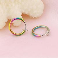 Titanium Steel Earring Clip, Donut, plated, Unisex, more colors for choice, 13mm, Approx 12Pairs/Bag, Sold By Bag