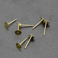 Stainless Steel Earring Stud Component stainless steel post pin gold color plated Sold By PC