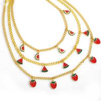 Brass Necklace with 1.97 extender chain Fruit gold color plated & enamel golden nickel lead & cadmium free Length 15.75 Inch Sold By PC