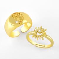 metal Anillo de dedo Cuff, chapado en color dorado, Tai Ji & diferentes estilos para la opción & micro arcilla de zirconia cúbica, dorado, libre de níquel, plomo & cadmio, Vendido por UD