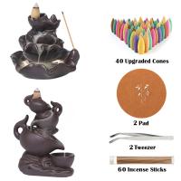 Backflow Incense Burner, Porcelain, handmade, for home and office & 2 pieces & durable, 310x160x130mm, Sold By Set