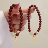 Fashion Cinnabar Bracelet, with Hetian Jade, Round, different size for choice & for woman, Sold By PC