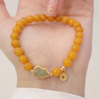 cire d'abeille bracelet, avec Hetian Jade, calebasse, bijoux de mode & pour femme, 6.50mm, Vendu par PC