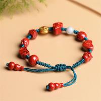 Fashion Cinnabar Bracelet with zinc alloy bead & Polyester Cord Adjustable & for woman vermeil Sold By PC
