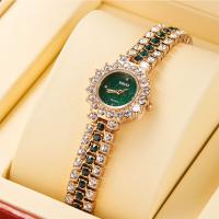 Women Watch Bracelet, Tibetan Style, with Glass & Stainless Steel, plated, waterproofless & for woman & with rhinestone, more colors for choice, 240x14mm, Sold By PC