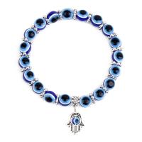 Evil Eye Jewelry Bracelet, Resin, Evil Eye Hamsa, rose gold color plated, different size for choice & for woman & with rhinestone, blue, 10PCs/Lot, Sold By Lot