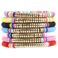 argile de polymère bracelet, avec plastique revêtu de cuivre, unisexe & pour femme, plus de couleurs à choisir, Longueur:Environ 7.28 pouce, 10PC/lot, Vendu par lot