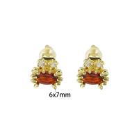 Cubic Zirconia Micro Pave Brass Earring, Crab, gold color plated, micro pave cubic zirconia & for woman, 6x7x15mm, Sold By Pair