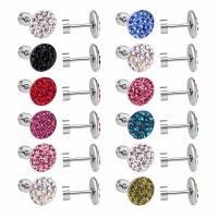 Stainless Steel Stud Earrings plated micro pave cubic zirconia & for woman Sold By Bag