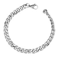 Stainless Steel Jewelry Bracelet, plated, curb chain & for man, more colors for choice, 7mm, Length:Approx 8.66 Inch, Sold By PC