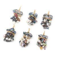 Freshwater Pearl Pendants Iron with Freshwater Pearl irregular mixed colors Sold By PC