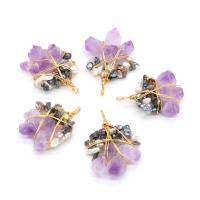 Quartz Gemstone Pendants Iron with Freshwater Pearl & Amethyst irregular mixed colors Sold By PC