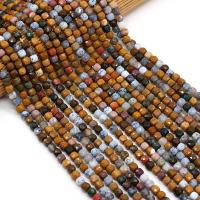 Meeresfossil Perle, Quadrat, DIY & facettierte, gemischte Farben, 5x5mm, verkauft per 38 cm Strang